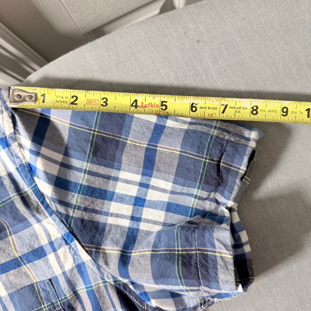 American Eagle Button Down Shirt Mens Medium Blue Plaid Excellent Short Sleeve - Picture 10 of 10